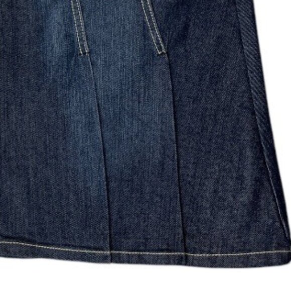 Suko Jeans A-Line Pleated Blue Denim Skirt Front and Back Pockets Size 14 - Picture 3 of 15